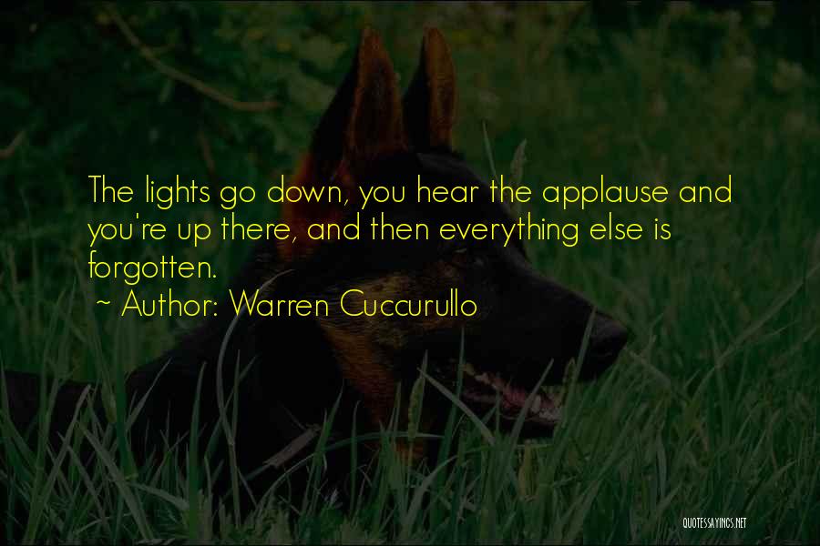 Warren Cuccurullo Quotes: The Lights Go Down, You Hear The Applause And You're Up There, And Then Everything Else Is Forgotten.