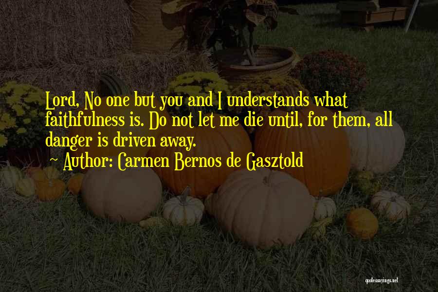 Carmen Bernos De Gasztold Quotes: Lord, No One But You And I Understands What Faithfulness Is. Do Not Let Me Die Until, For Them, All