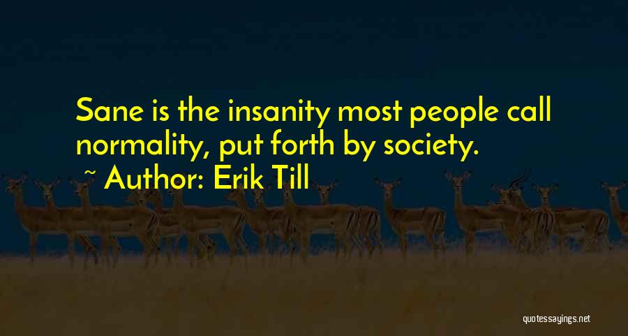 Erik Till Quotes: Sane Is The Insanity Most People Call Normality, Put Forth By Society.