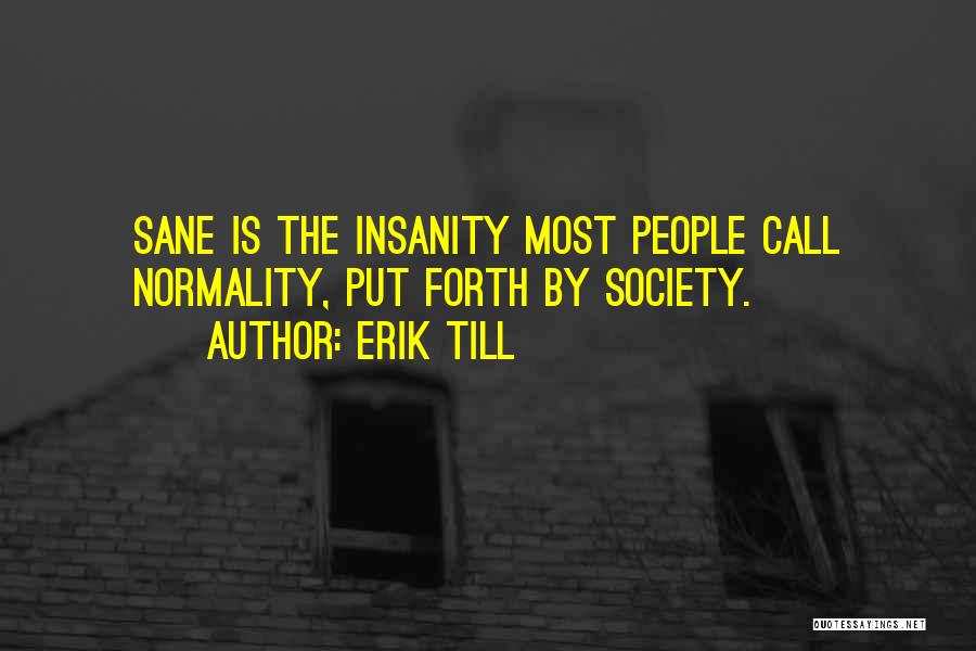 Erik Till Quotes: Sane Is The Insanity Most People Call Normality, Put Forth By Society.