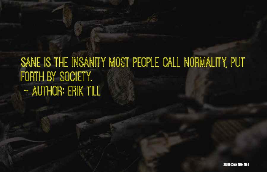 Erik Till Quotes: Sane Is The Insanity Most People Call Normality, Put Forth By Society.