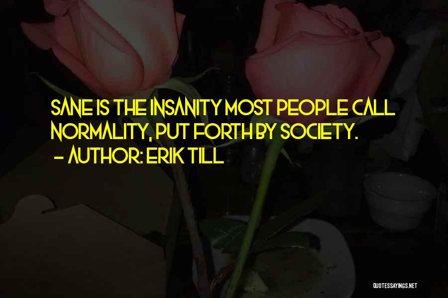 Erik Till Quotes: Sane Is The Insanity Most People Call Normality, Put Forth By Society.