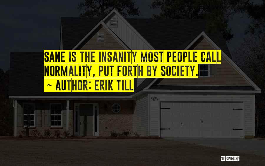 Erik Till Quotes: Sane Is The Insanity Most People Call Normality, Put Forth By Society.