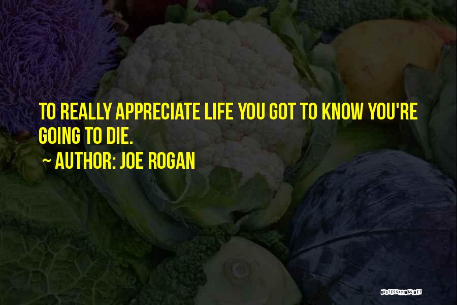 Joe Rogan Quotes: To Really Appreciate Life You Got To Know You're Going To Die.