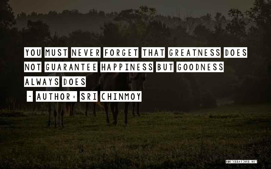 Sri Chinmoy Quotes: You Must Never Forget That Greatness Does Not Guarantee Happiness But Goodness Always Does