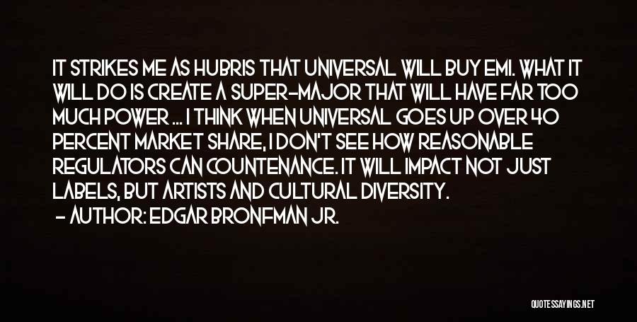 Edgar Bronfman Jr. Quotes: It Strikes Me As Hubris That Universal Will Buy Emi. What It Will Do Is Create A Super-major That Will