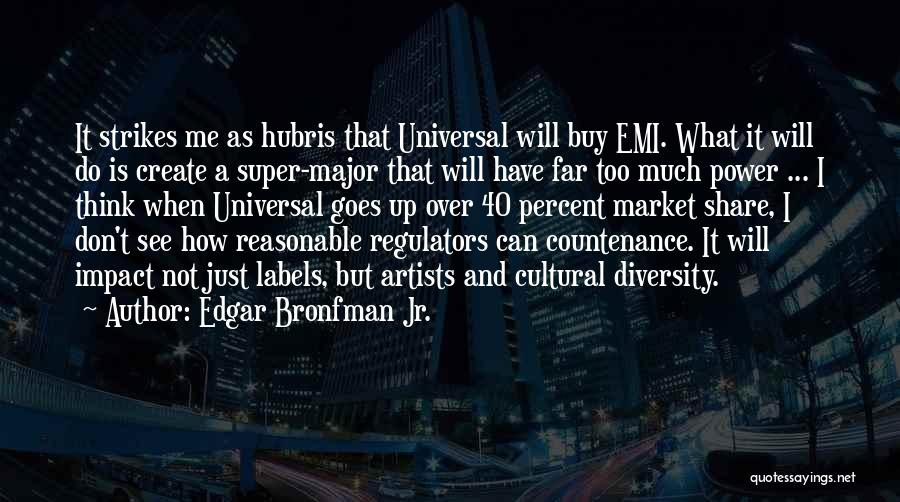 Edgar Bronfman Jr. Quotes: It Strikes Me As Hubris That Universal Will Buy Emi. What It Will Do Is Create A Super-major That Will