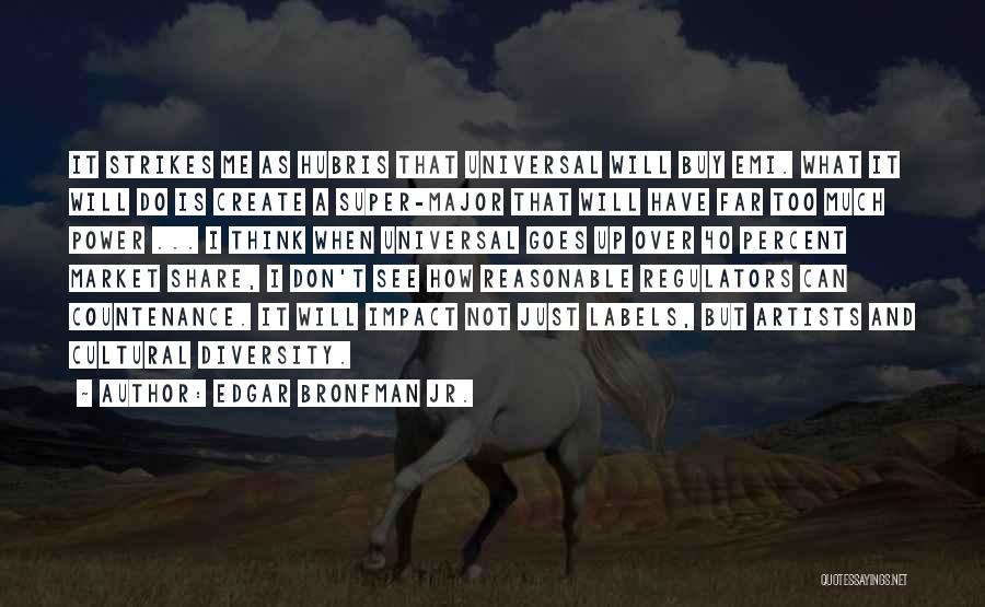 Edgar Bronfman Jr. Quotes: It Strikes Me As Hubris That Universal Will Buy Emi. What It Will Do Is Create A Super-major That Will