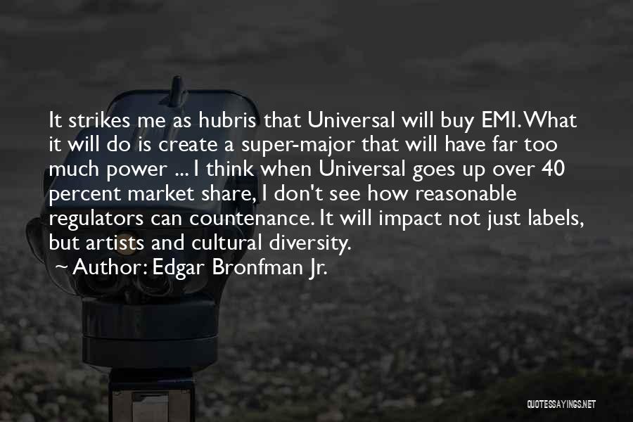 Edgar Bronfman Jr. Quotes: It Strikes Me As Hubris That Universal Will Buy Emi. What It Will Do Is Create A Super-major That Will