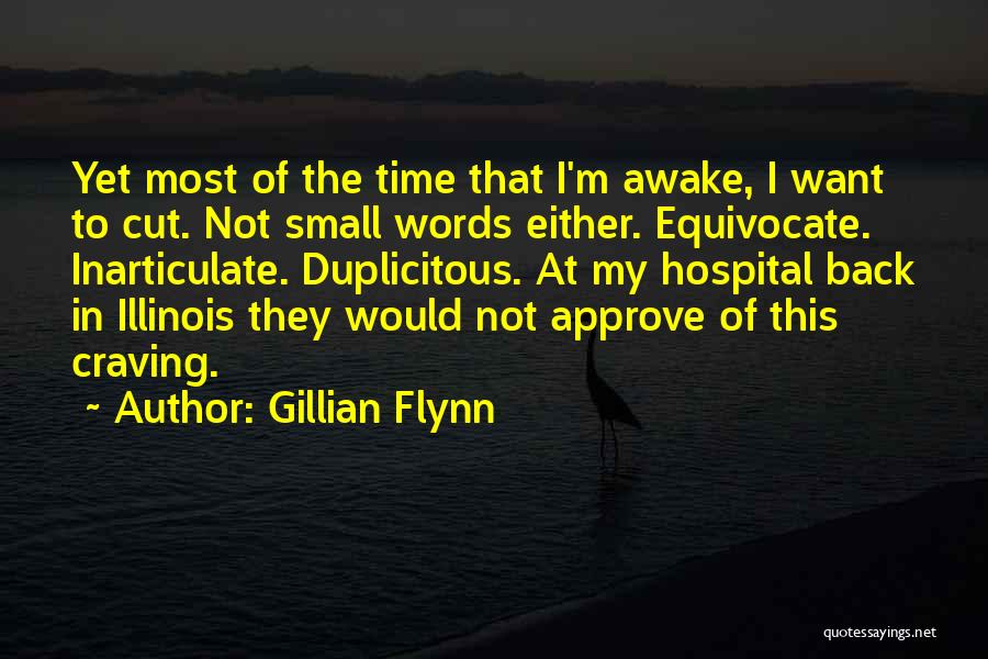 Gillian Flynn Quotes: Yet Most Of The Time That I'm Awake, I Want To Cut. Not Small Words Either. Equivocate. Inarticulate. Duplicitous. At
