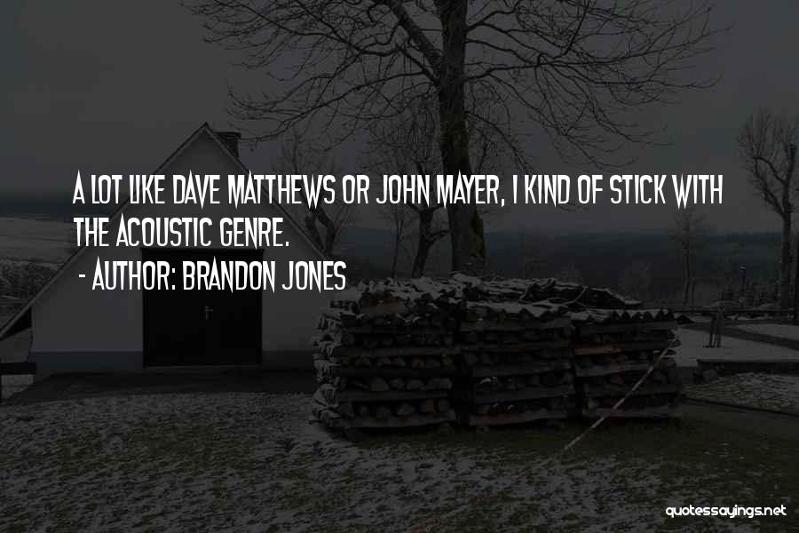 Brandon Jones Quotes: A Lot Like Dave Matthews Or John Mayer, I Kind Of Stick With The Acoustic Genre.