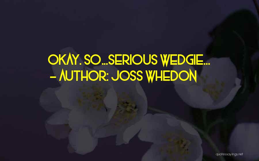 Joss Whedon Quotes: Okay. So...serious Wedgie...