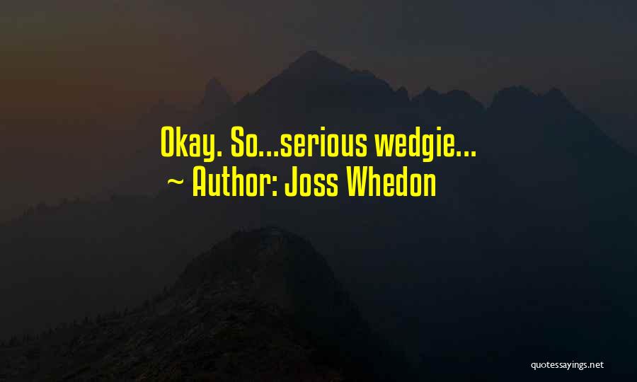 Joss Whedon Quotes: Okay. So...serious Wedgie...