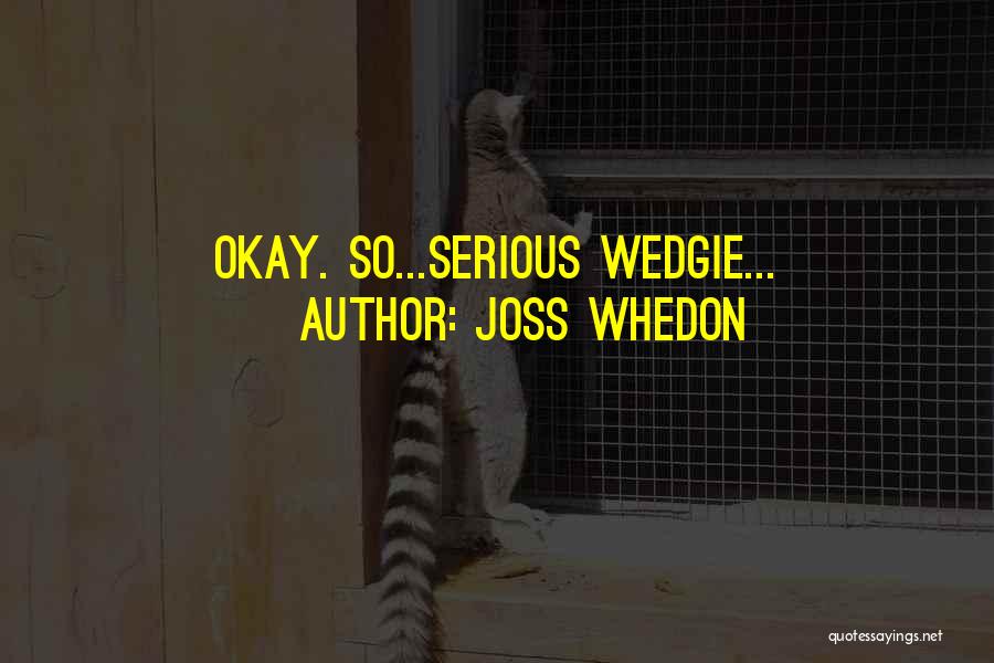 Joss Whedon Quotes: Okay. So...serious Wedgie...