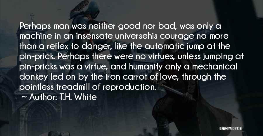 T.H. White Quotes: Perhaps Man Was Neither Good Nor Bad, Was Only A Machine In An Insensate Universehis Courage No More Than A