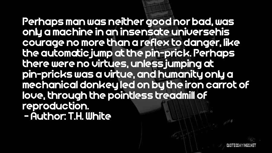 T.H. White Quotes: Perhaps Man Was Neither Good Nor Bad, Was Only A Machine In An Insensate Universehis Courage No More Than A