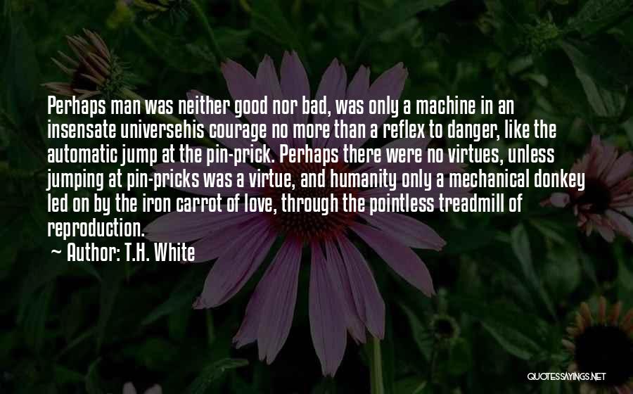 T.H. White Quotes: Perhaps Man Was Neither Good Nor Bad, Was Only A Machine In An Insensate Universehis Courage No More Than A