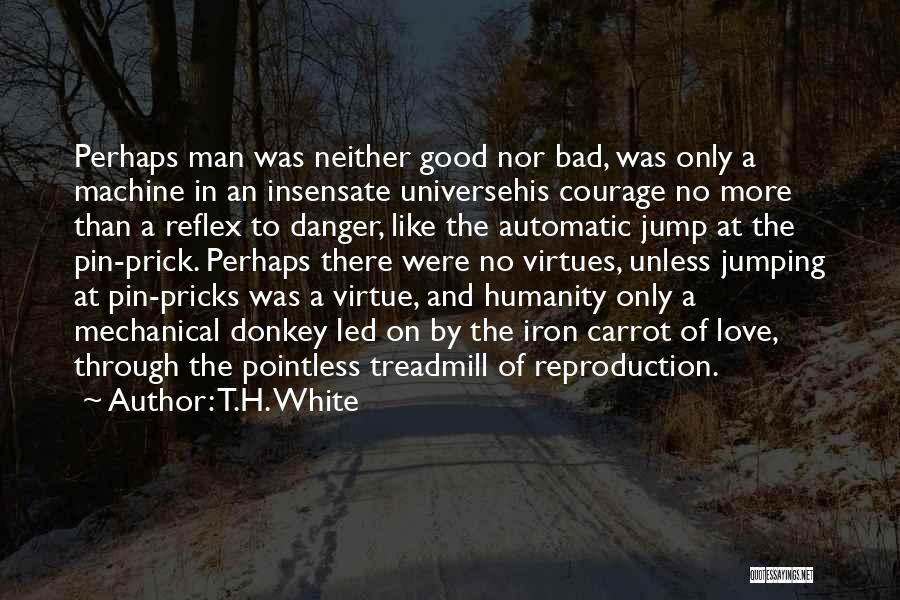 T.H. White Quotes: Perhaps Man Was Neither Good Nor Bad, Was Only A Machine In An Insensate Universehis Courage No More Than A