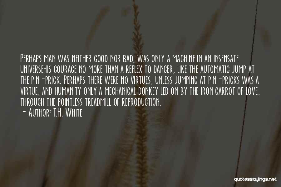 T.H. White Quotes: Perhaps Man Was Neither Good Nor Bad, Was Only A Machine In An Insensate Universehis Courage No More Than A