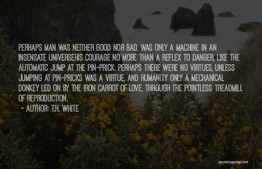 T.H. White Quotes: Perhaps Man Was Neither Good Nor Bad, Was Only A Machine In An Insensate Universehis Courage No More Than A