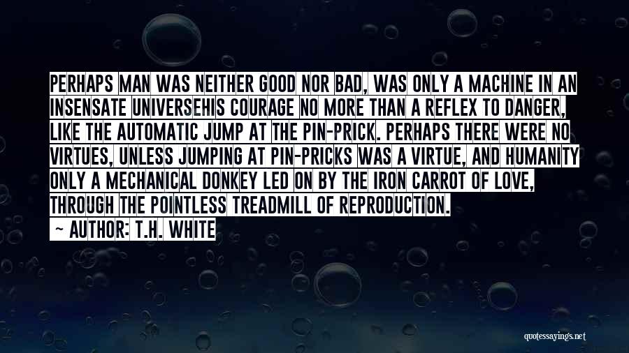 T.H. White Quotes: Perhaps Man Was Neither Good Nor Bad, Was Only A Machine In An Insensate Universehis Courage No More Than A