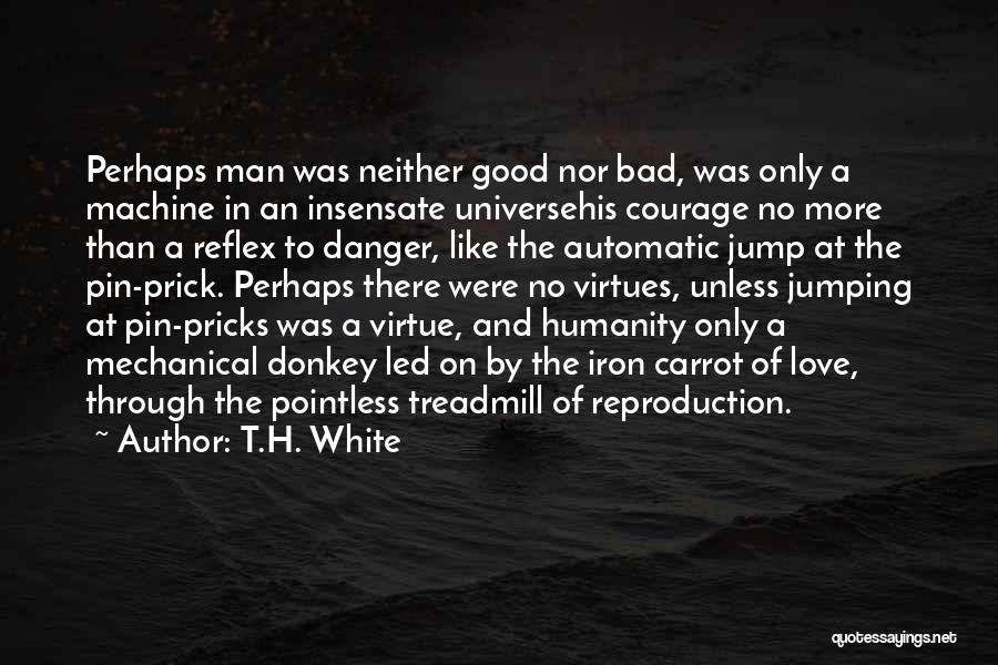 T.H. White Quotes: Perhaps Man Was Neither Good Nor Bad, Was Only A Machine In An Insensate Universehis Courage No More Than A