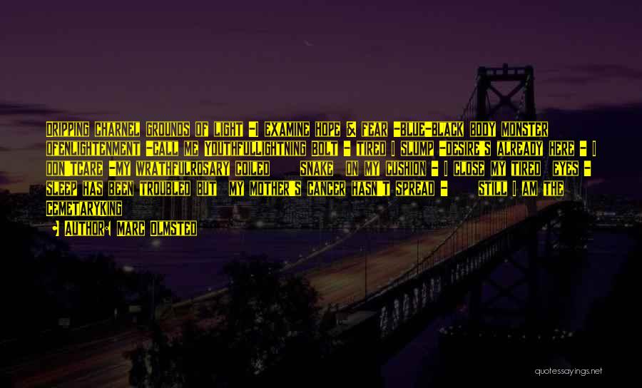 Marc Olmsted Quotes: Dripping Charnel Grounds Of Light -i Examine Hope & Fear -blue-black Body Monster Ofenlightenment -call Me Youthfullightning Bolt - Tired