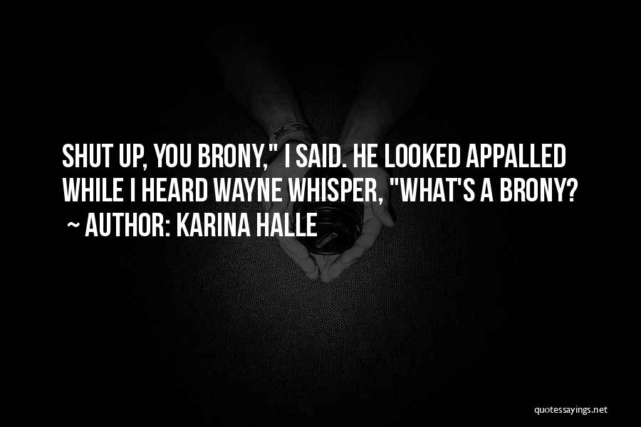 Karina Halle Quotes: Shut Up, You Brony, I Said. He Looked Appalled While I Heard Wayne Whisper, What's A Brony?