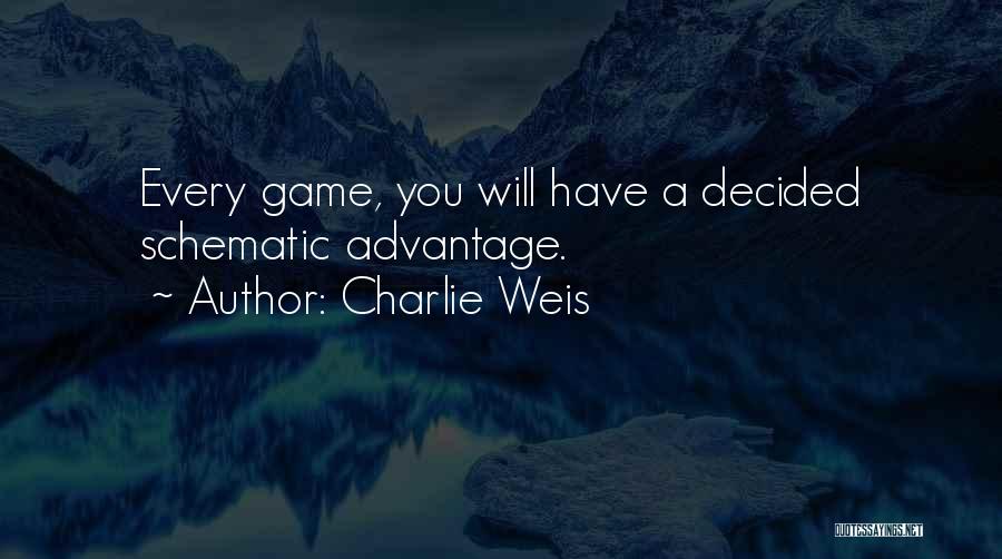 Charlie Weis Quotes: Every Game, You Will Have A Decided Schematic Advantage.