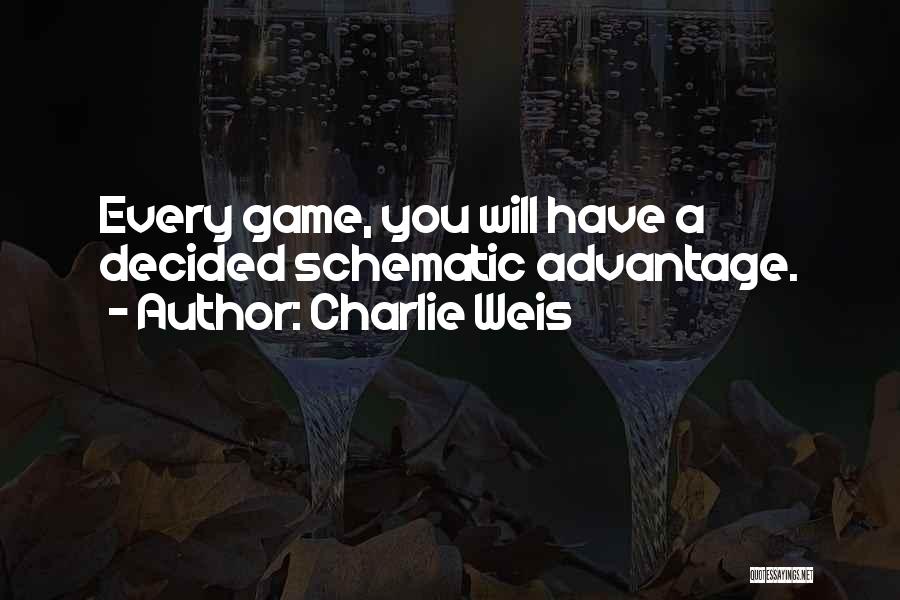 Charlie Weis Quotes: Every Game, You Will Have A Decided Schematic Advantage.