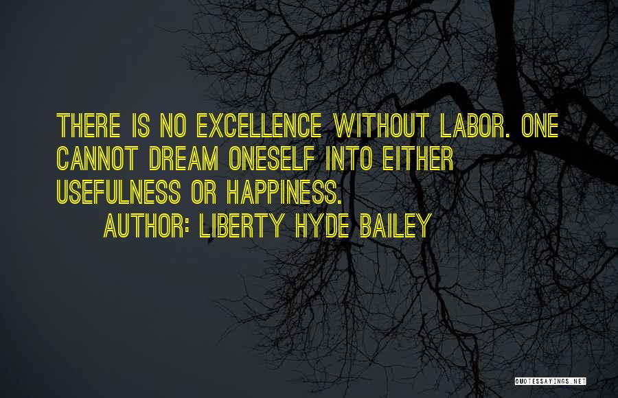 Liberty Hyde Bailey Quotes: There Is No Excellence Without Labor. One Cannot Dream Oneself Into Either Usefulness Or Happiness.