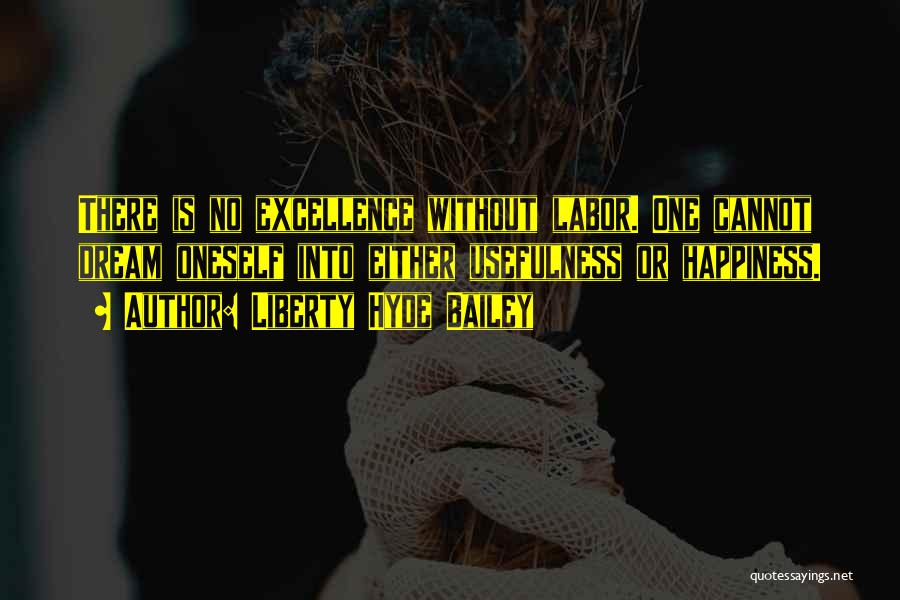 Liberty Hyde Bailey Quotes: There Is No Excellence Without Labor. One Cannot Dream Oneself Into Either Usefulness Or Happiness.
