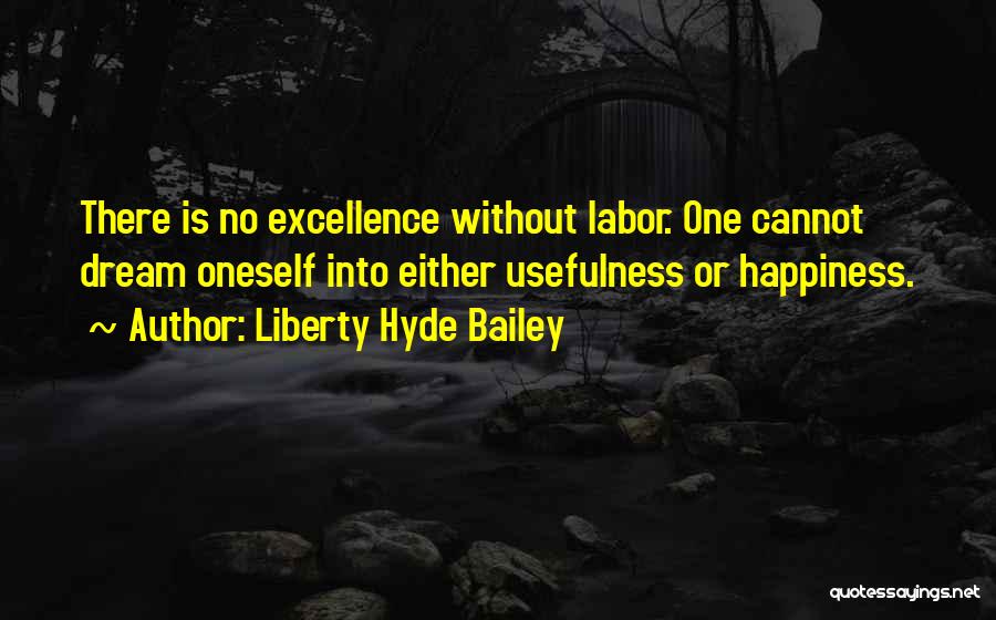 Liberty Hyde Bailey Quotes: There Is No Excellence Without Labor. One Cannot Dream Oneself Into Either Usefulness Or Happiness.