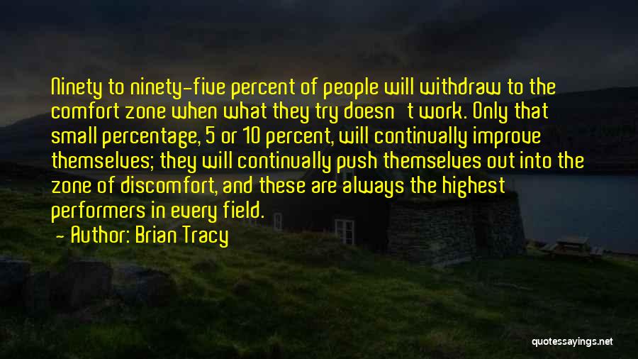 Brian Tracy Quotes: Ninety To Ninety-five Percent Of People Will Withdraw To The Comfort Zone When What They Try Doesn't Work. Only That