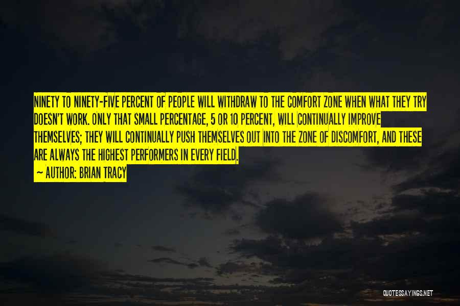 Brian Tracy Quotes: Ninety To Ninety-five Percent Of People Will Withdraw To The Comfort Zone When What They Try Doesn't Work. Only That