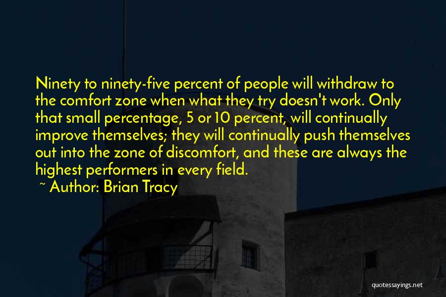 Brian Tracy Quotes: Ninety To Ninety-five Percent Of People Will Withdraw To The Comfort Zone When What They Try Doesn't Work. Only That