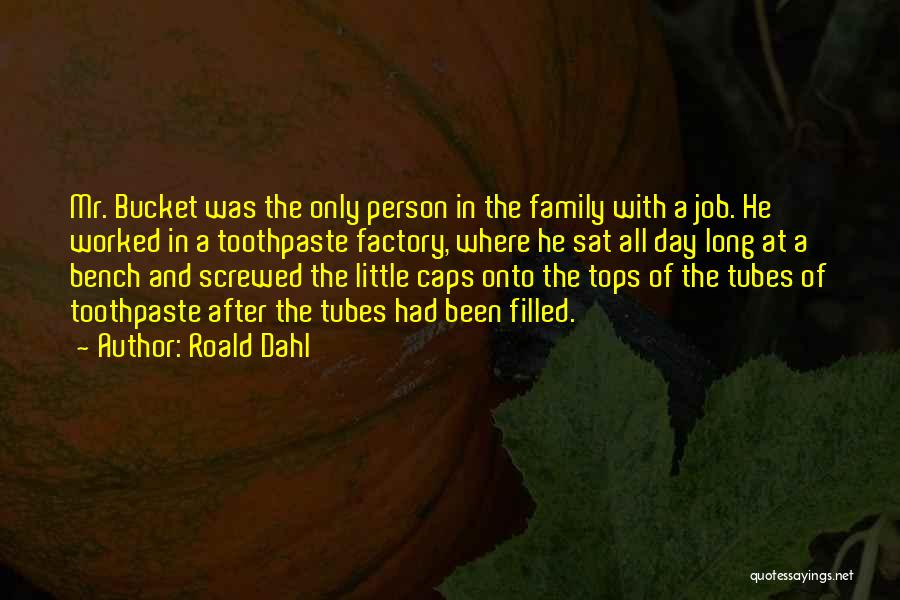 Roald Dahl Quotes: Mr. Bucket Was The Only Person In The Family With A Job. He Worked In A Toothpaste Factory, Where He