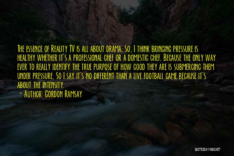 Gordon Ramsay Quotes: The Essence Of Reality Tv Is All About Drama. So, I Think Bringing Pressure Is Healthy Whether It's A Professional