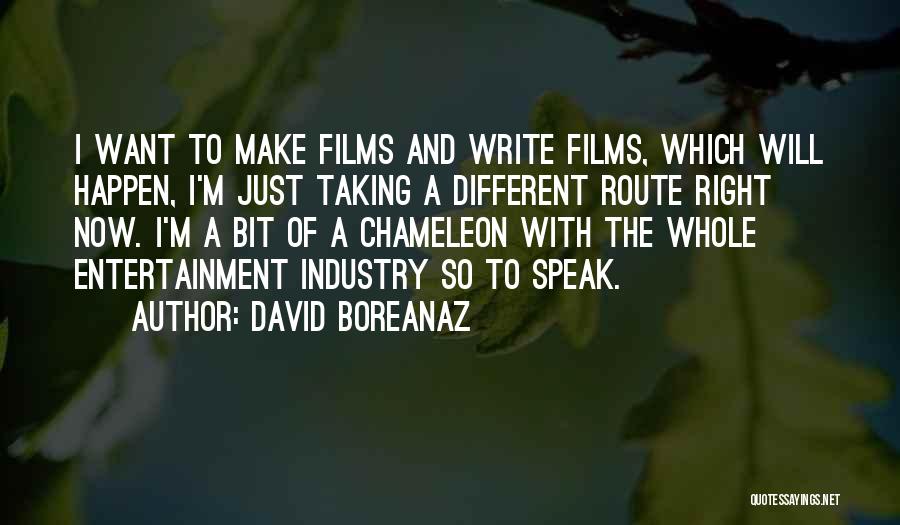 David Boreanaz Quotes: I Want To Make Films And Write Films, Which Will Happen, I'm Just Taking A Different Route Right Now. I'm