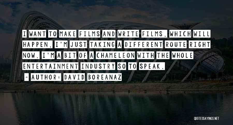 David Boreanaz Quotes: I Want To Make Films And Write Films, Which Will Happen, I'm Just Taking A Different Route Right Now. I'm