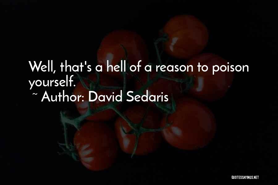 David Sedaris Quotes: Well, That's A Hell Of A Reason To Poison Yourself.