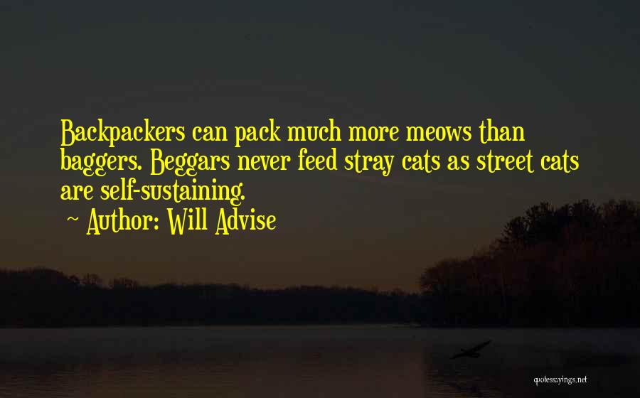 Will Advise Quotes: Backpackers Can Pack Much More Meows Than Baggers. Beggars Never Feed Stray Cats As Street Cats Are Self-sustaining.