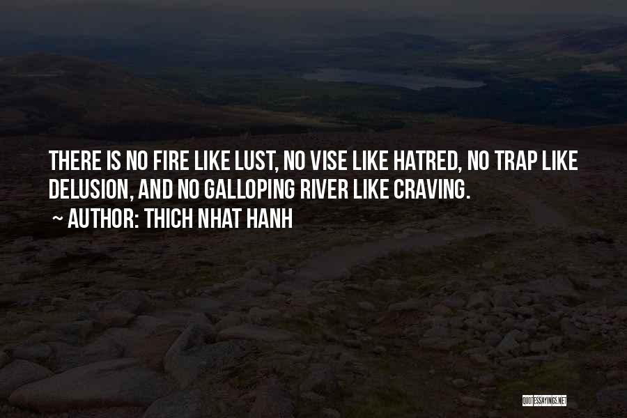 Thich Nhat Hanh Quotes: There Is No Fire Like Lust, No Vise Like Hatred, No Trap Like Delusion, And No Galloping River Like Craving.