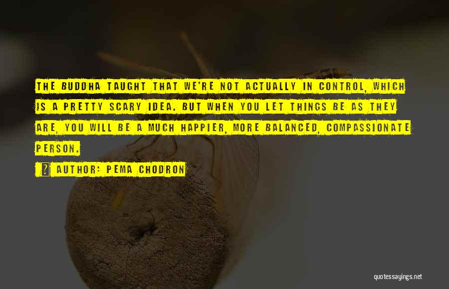 Pema Chodron Quotes: The Buddha Taught That We're Not Actually In Control, Which Is A Pretty Scary Idea. But When You Let Things