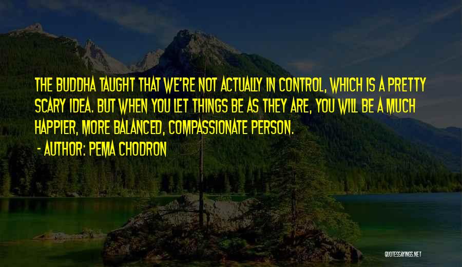 Pema Chodron Quotes: The Buddha Taught That We're Not Actually In Control, Which Is A Pretty Scary Idea. But When You Let Things