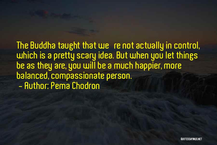 Pema Chodron Quotes: The Buddha Taught That We're Not Actually In Control, Which Is A Pretty Scary Idea. But When You Let Things