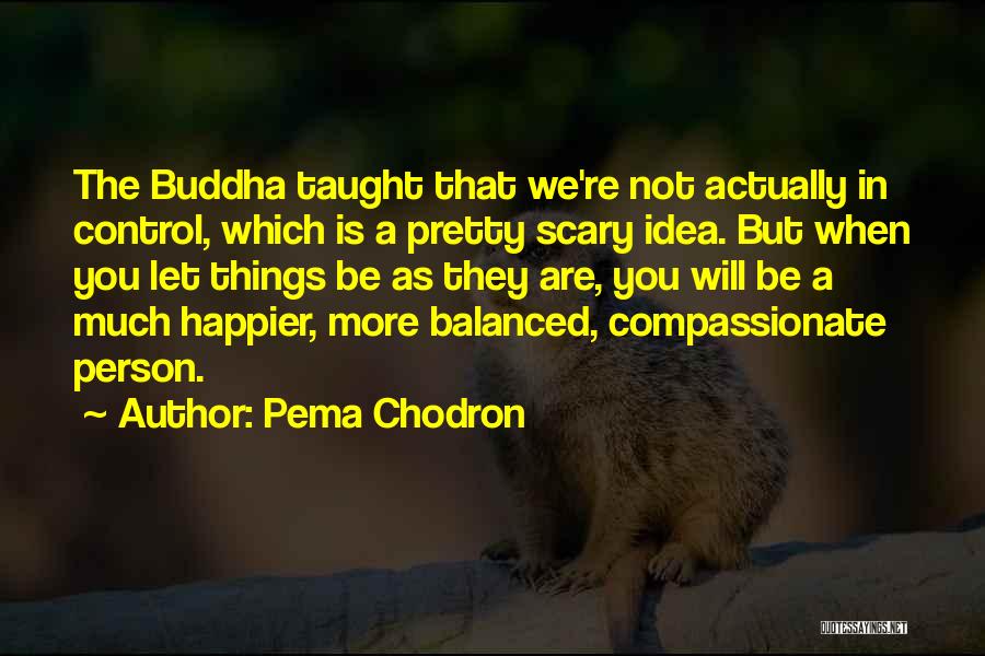 Pema Chodron Quotes: The Buddha Taught That We're Not Actually In Control, Which Is A Pretty Scary Idea. But When You Let Things