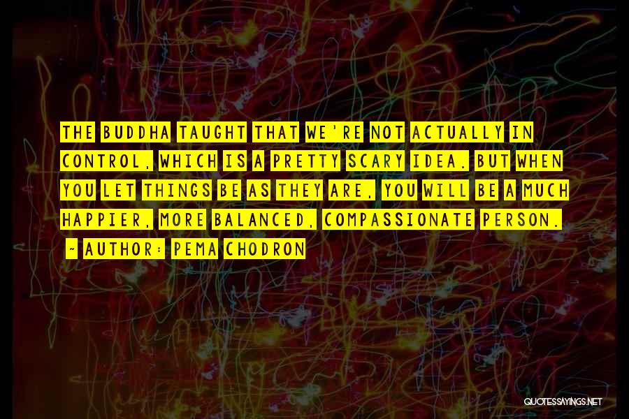 Pema Chodron Quotes: The Buddha Taught That We're Not Actually In Control, Which Is A Pretty Scary Idea. But When You Let Things