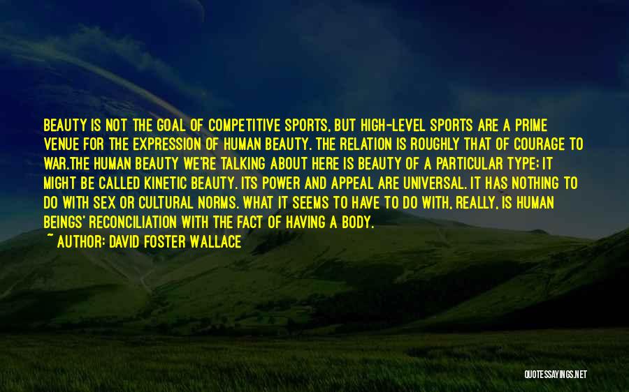 David Foster Wallace Quotes: Beauty Is Not The Goal Of Competitive Sports, But High-level Sports Are A Prime Venue For The Expression Of Human