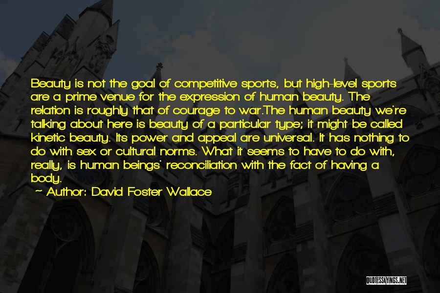 David Foster Wallace Quotes: Beauty Is Not The Goal Of Competitive Sports, But High-level Sports Are A Prime Venue For The Expression Of Human